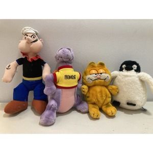 Vintage Stuffed Animals Lot of 4 1970s-1980s Popeye Garfield Figment Disney